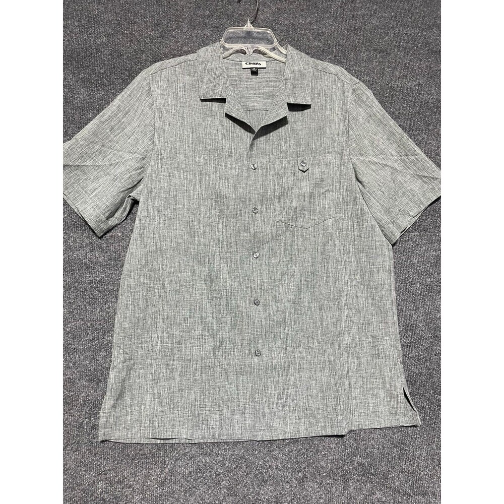 Cintas Work Shirt Men's M Gray Button Down Short Sleeve